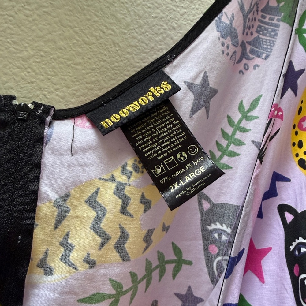 Nooworks Pocket Hastings Misty Mini Dress Tiger Mushroom Monstera Jungle 2X - Picture 5 of 7